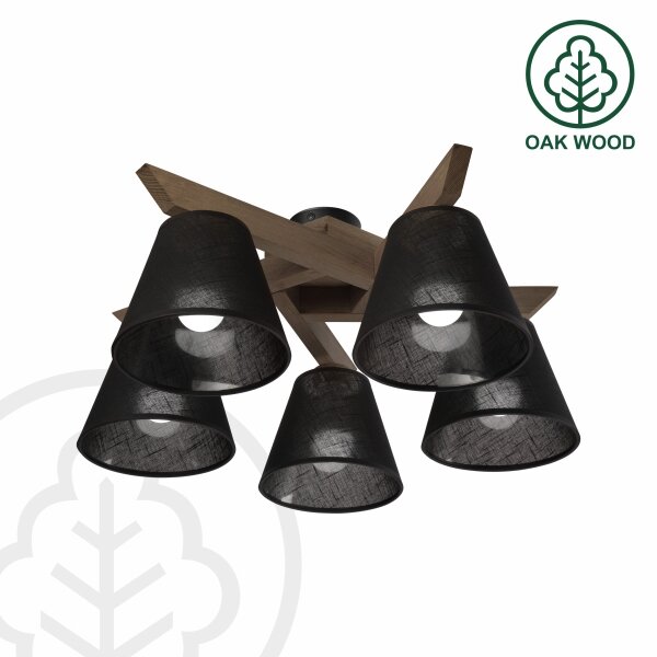Brilagi - LED Přisazený lustr ANTHONY 5xE14/40W/230V dub ořech/černá
