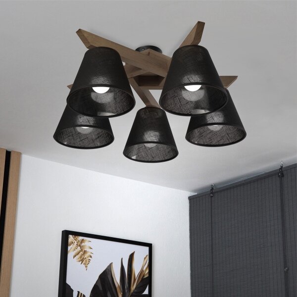 Brilagi - LED Přisazený lustr ANTHONY 5xE14/40W/230V dub ořech/černá