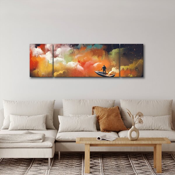 Obraz - Muž plující vesmírem (170x50 cm)