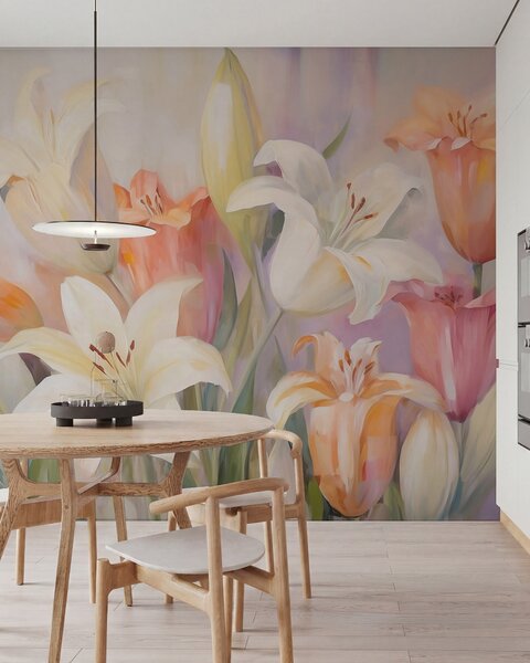 Fototapety Abstraktní lilie, imitace malby, Fototapety květiny, w05878 : uwalls.cz