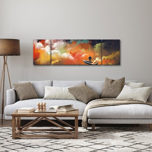 Obraz - Muž plující vesmírem (170x50 cm)