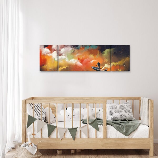 Obraz - Muž plující vesmírem (170x50 cm)