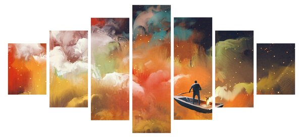 Obraz - Muž plující vesmírem (210x100 cm)