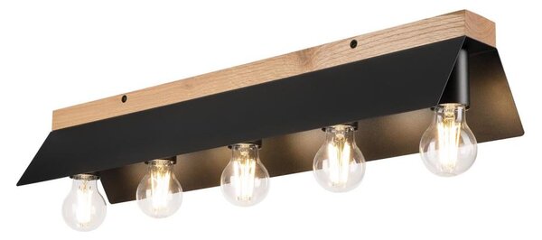 Stropní svítidlo ESME 5xE27/15W/230V černá/dub