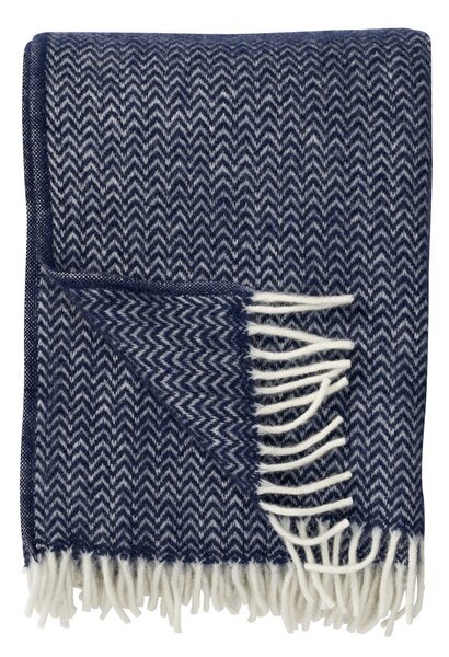 Klippan Vlněný pléd Chevron denim blue 130x200