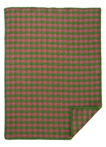 Klippan Vlněná dětská deka Dogtooth Baby green pink 65x90