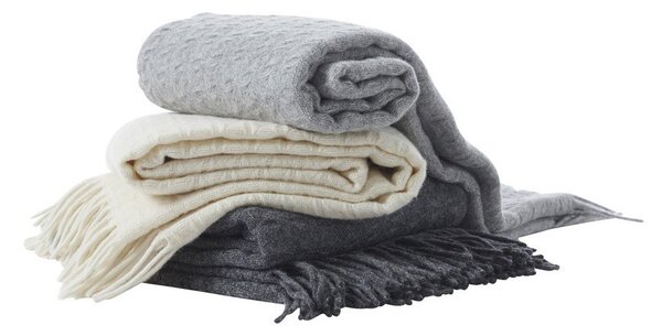 Klippan Vlněný pléd Twist light grey 130x200