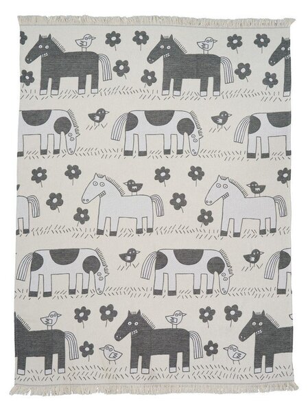 Klippan Bavlněná deka Horse black white 140x180