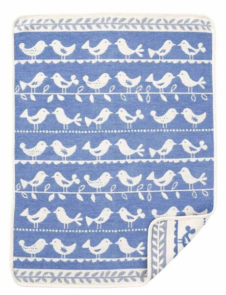 Klippan Dětská deka Birds blue (chenille) 70x90