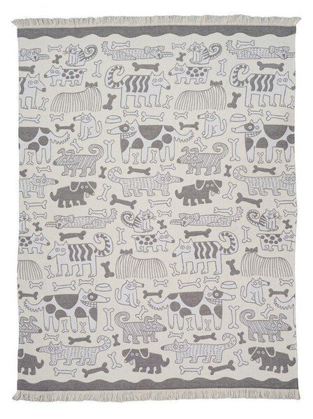 Klippan Bavlněná deka Dog black white 140x180