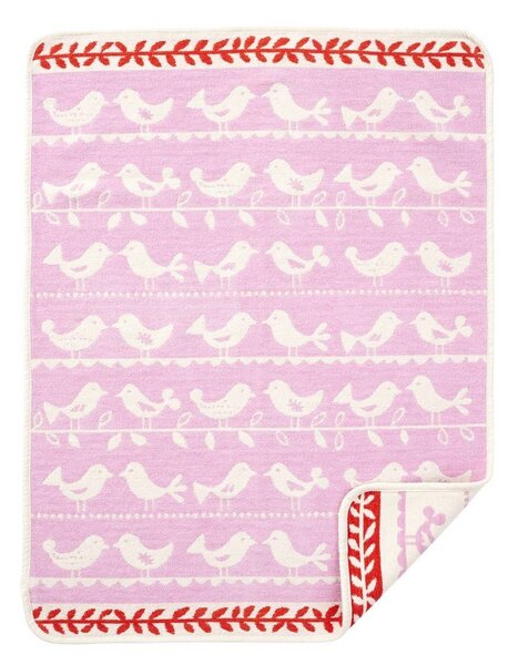 Klippan Dětská deka Birds pink (chenille) 70x90
