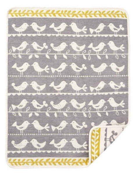 Klippan Dětská deka Birds grey (chenille) 70x90