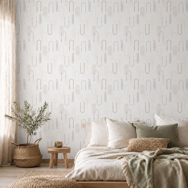 Tapety Lehký geometrický vzor s béžovými oblouky, Tapety abstraktní, a01256 : uwalls.cz