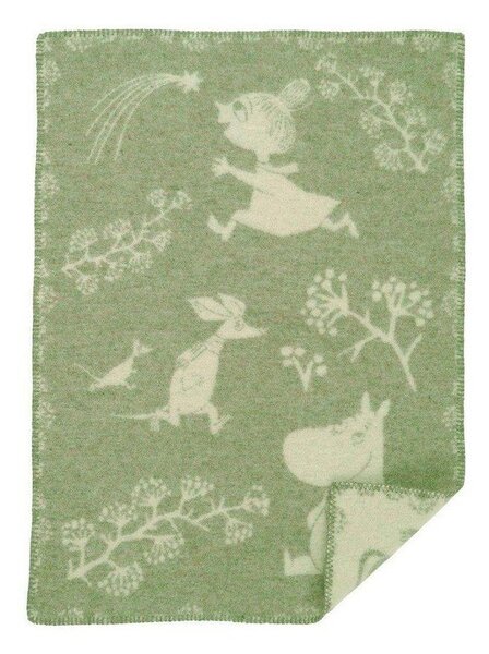 Klippan Vlněná dětská deka Moomin Winterland green 65x90