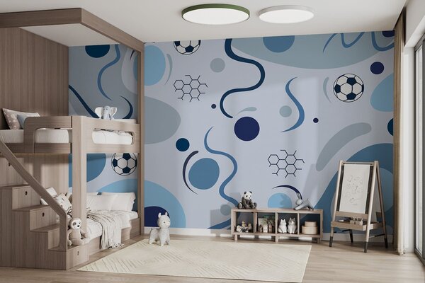 Fototapety Barevné abstraktní tvary, fotbalové míče a schémata, Fototapety Sport, w05142 : uwalls.cz