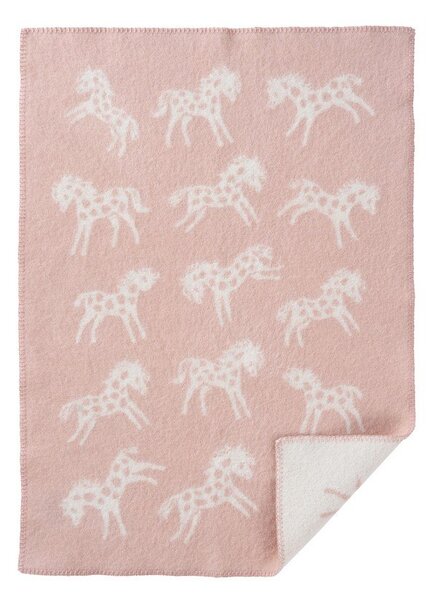 Klippan Vlněná dětská deka Pony dusty pink 65x90