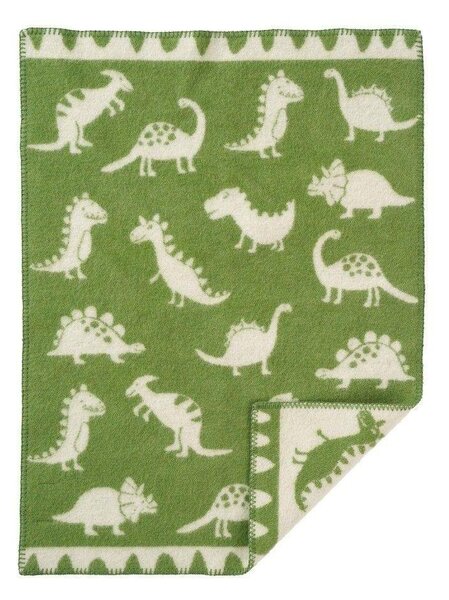 Klippan Vlněná dětská deka Dino green 65x90
