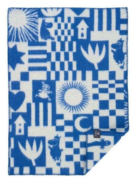 Klippan Vlněná dětská deka Moomin Play baby blue 65x90