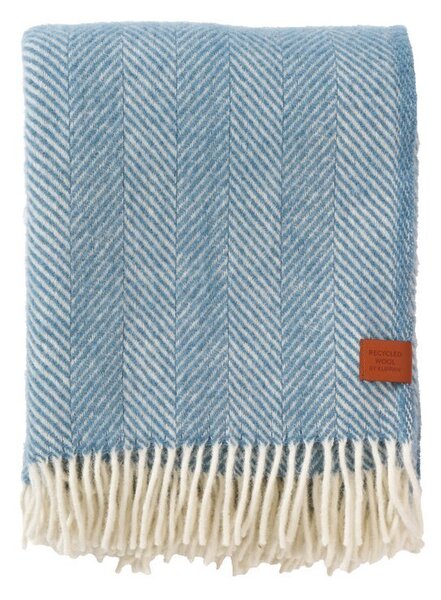 Klippan Vlněný pléd Herringbone couldy blue 130x180