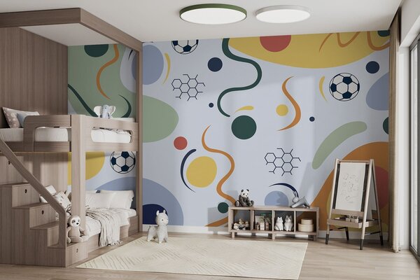 Fototapety Abstraktní tvary, fotbalové míče, čáry a kruhy, Fototapety Sport, w05142v2 : uwalls.cz