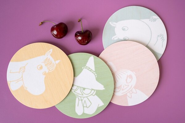Muurla Tácky pod sklenice Moomin pastel 4-set d10cm