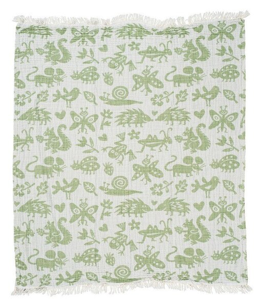 Klippan Bavlněná dětská deka Garden Animal green 75x90