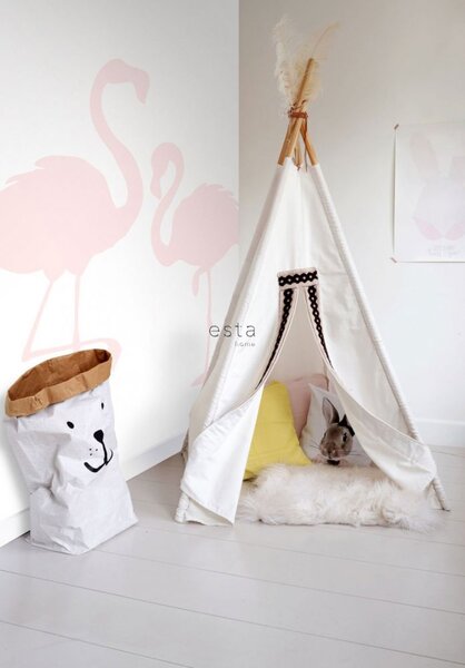 Vliesová tapeta na zeď dětská Růžoví plameňáci 158838, 1,86 x 2,79 m, Little Bandits, Esta