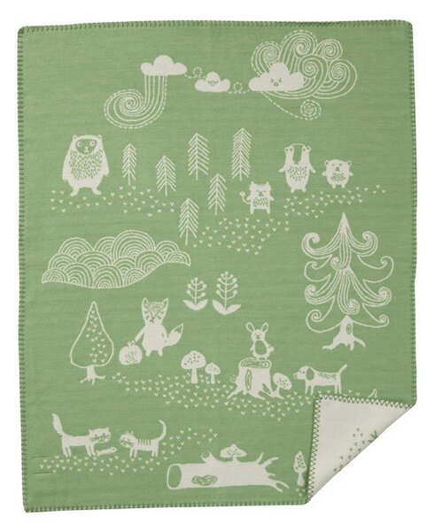 Klippan Bavlněná dětská deka Little Bear green 70x90