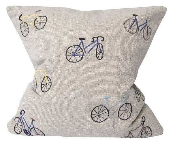 Fine Little Day Vyšívaný povlak na polštář BICYCLES natural 50x50