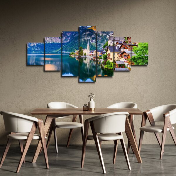 Obraz - Alpská vesnice (210x100 cm)