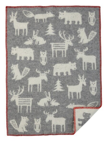 Klippan Vlněná dětská deka Forest grey 65x90