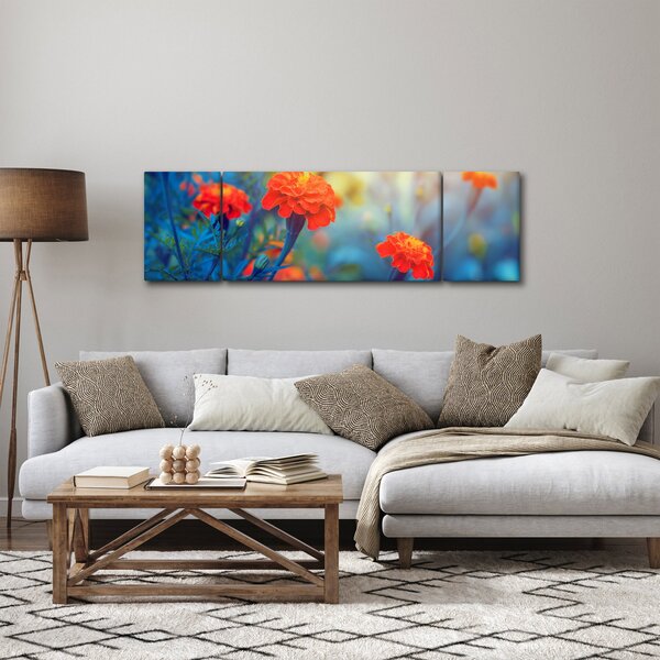Obraz - Oranžové květy (170x50 cm)