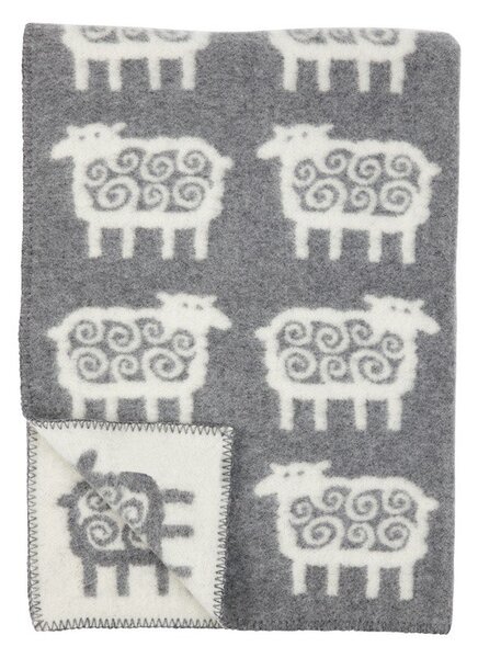 Klippan Vlněná dětská deka Sheep grey 90x130