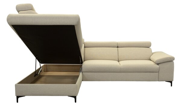 KONDELA Rozkládací sedací souprava, krémová, levá, ZACHARY ROH