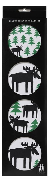 Klippan Tácky pod sklenice Moose in the forest 4-set 9x9