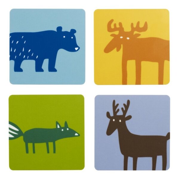 Klippan Tácky pod sklenice Wild animals 4-set 9x9