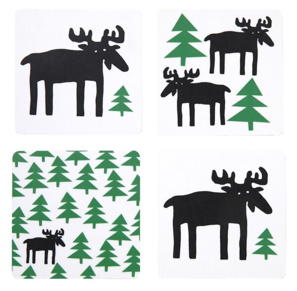 Klippan Tácky pod sklenice Moose in the forest 4-set 9x9