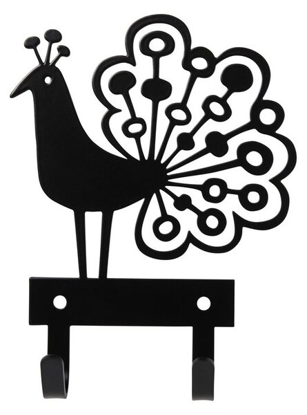 Bengt & Lotta Kovový věšáček Peacock black 14,5x11,5