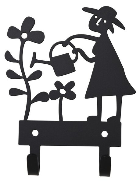 Bengt & Lotta Kovový věšák na zeď Garden woman black 13x11