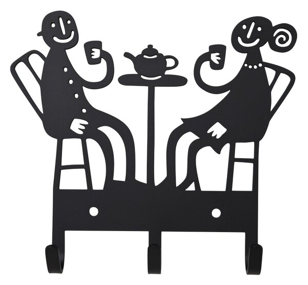 Bengt & Lotta Kovový věšák na zeď Cafe black 14,5x16