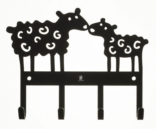 Bengt & Lotta Kovový věšák na zeď Sheep black 15x19