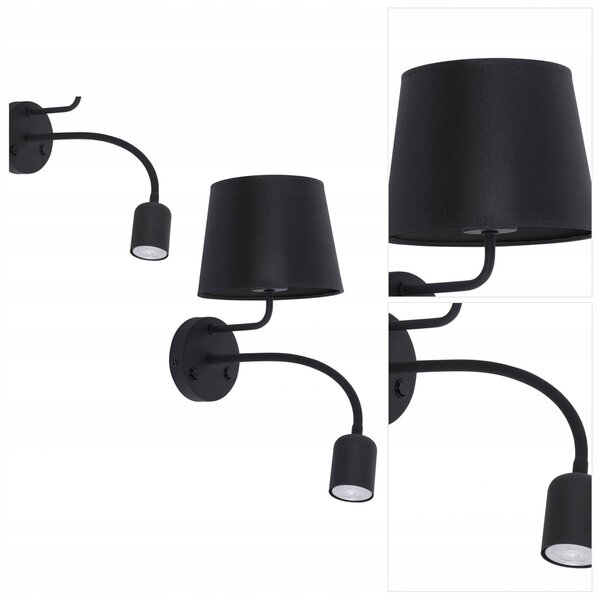 TK Lighting Moderní 2bodové nástěnné svítidlo MAJA BLACK s vypínačem černé