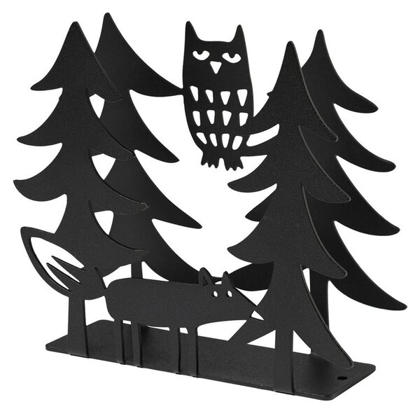 Bengt & Lotta Držák na ubrousky Fox and Owl black 13x14x4