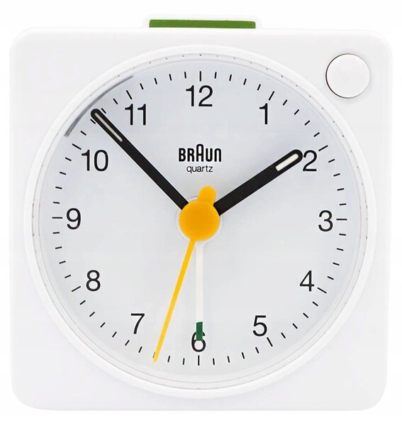 BRAUN BC02XW - 5,7x5,7 cm - BÍLÝ - Analogový budík