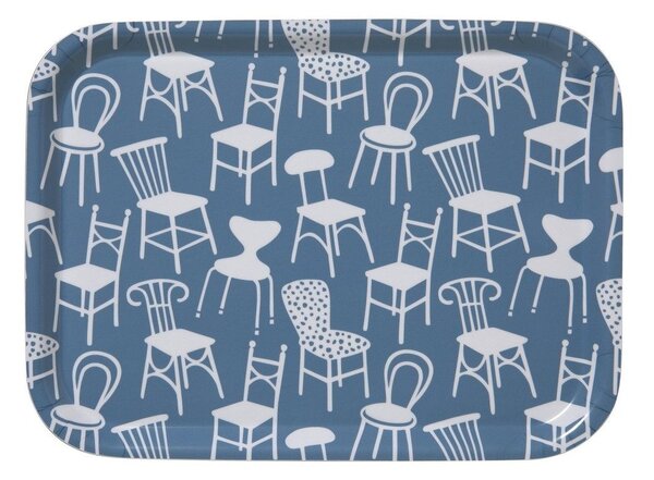 Klippan Obdélníkový tác Chairs blue 27x20