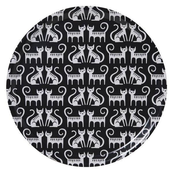 Klippan Kulatý servírovací tác Cat couple black white 38cm