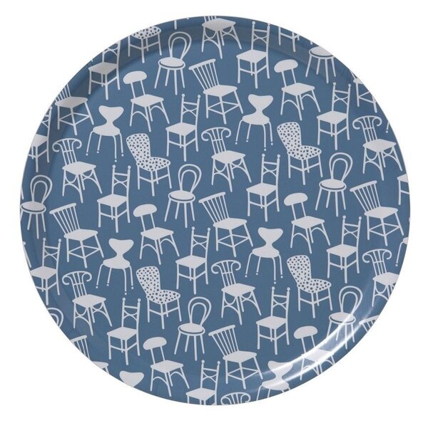 Klippan Kulatý servírovací tác Chairs blue d38