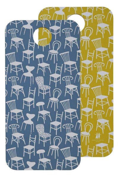 Klippan Prkénko na krájení Chairs yellow blue 40x20