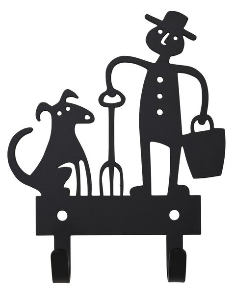 Bengt & Lotta Kovový věšák na zeď Garden man black 13,5x11