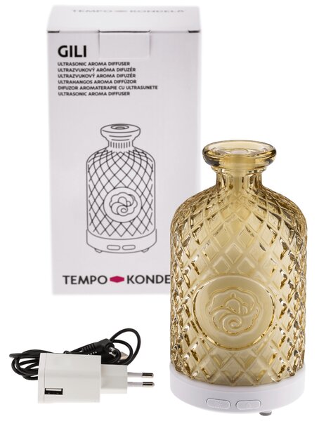 KONDELA Ultrazvukový aroma difuzér, žlutý, GILI